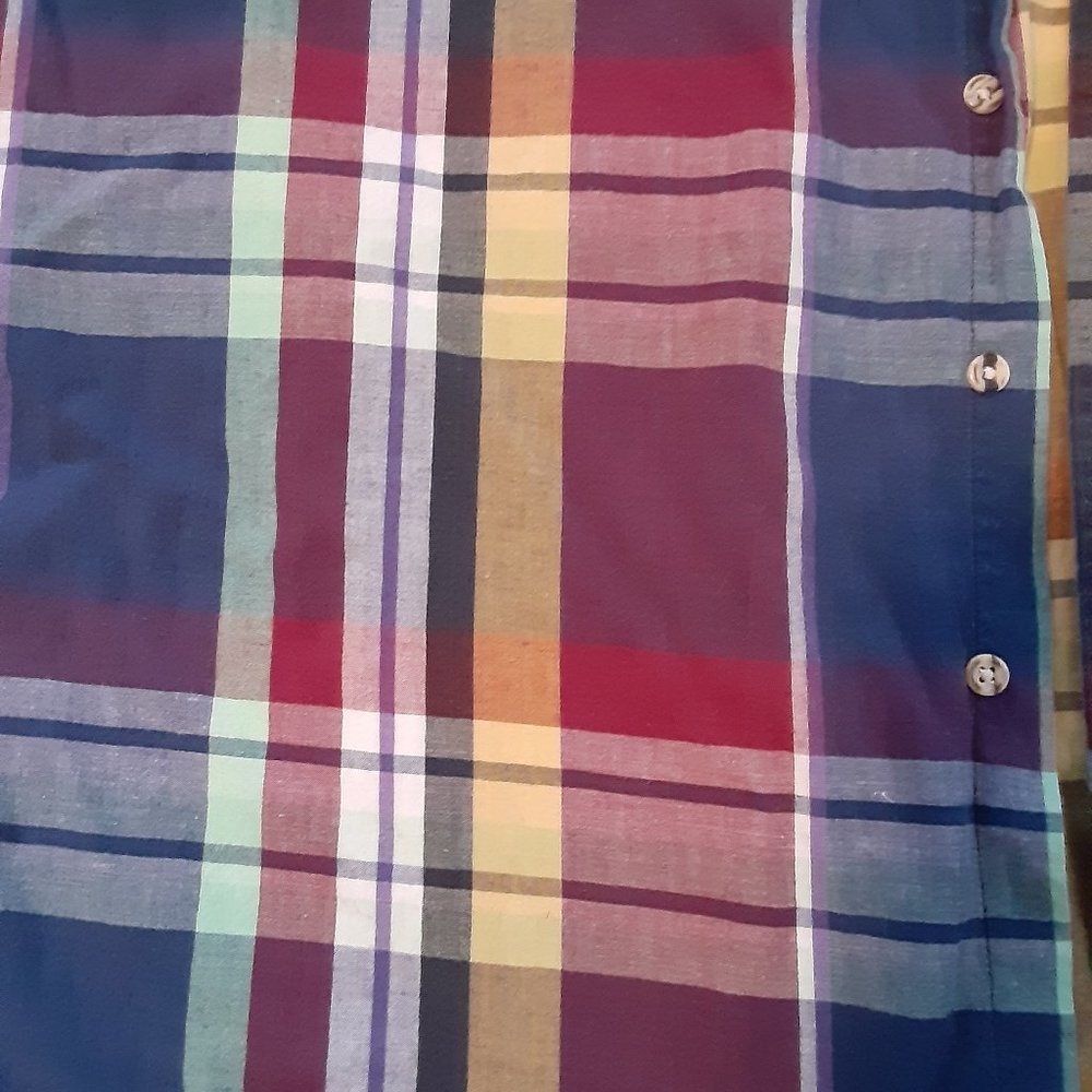 Oakton Limited Red Blue Yellow White Plaid Button Down Shirt size XL - Picture 6 of 10
